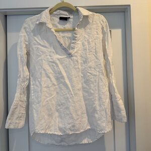 Madison Mathews Relaxed White Linen Women's Top XS